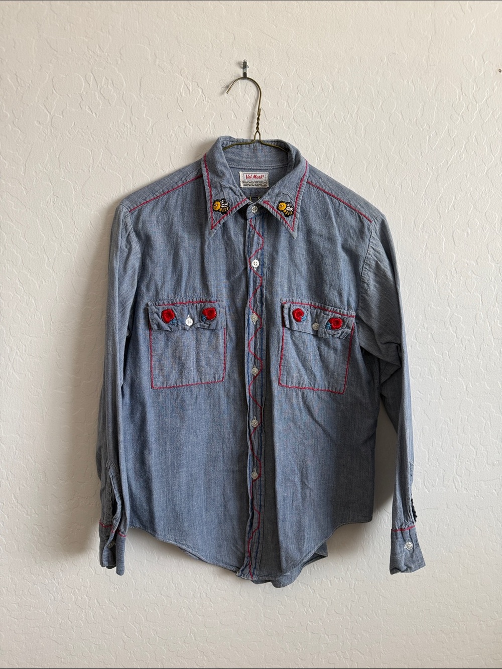 Vintage Embroidered Blue Denim Western Shirt